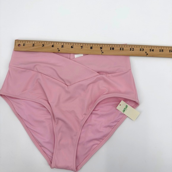 Aerie Light Pink High Waisted Cross Waist Full Coverage Bikini Bottoms Size S - Picture 10 of 12